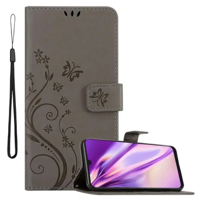 Produktbild von Cadorabo Hülle für Samsung Galaxy A50 4G / A50s / A30s Schutz Hülle in Grau Schutzhülle Handy Hülle Etui Case Blumen