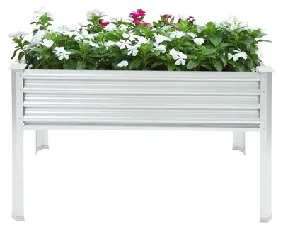 Image de Jardin surélevé en métal - Bac de plantation surélevé - 120x60x80 cm - Bac rectangulaire - Pour balcon et terrasse - Argenté
