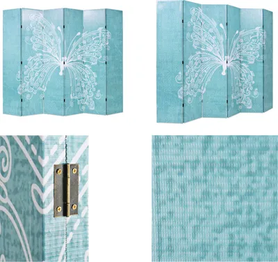 Zdjęcie produktu dla vidaXL Rozdzielacz do pokoju składany 228 x 170 cm motyl niebieski - Rozdzielacz do pokoju - Rozdzielacz do pokoju - Parawan - Parawany