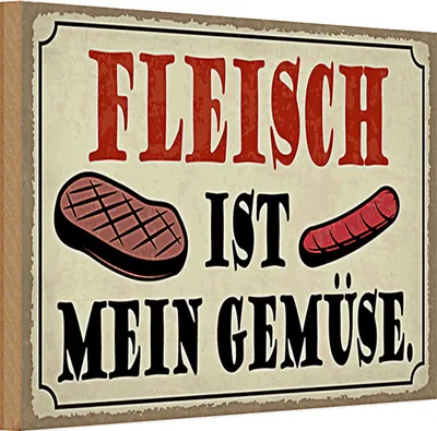 Produktbild von Holzschild Spruch 30x20cm Fleisch ist mein Gemüse Grill