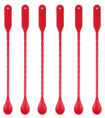 6 Cocktaillöffel, 3-in-1, Kunststoff, Rosa, spülmaschinengeeignet