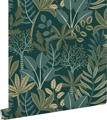 Immagine prodotto di ESTAhome carta da parati foglie blu scuro e verde 50 x 900 cm