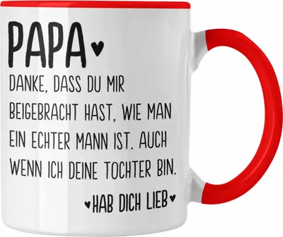 Produktbild von Trendation - Papa Tasse Geschenk von Tochter Kaffeetasse Sprüche Vatertag Geschenkidee Spruch Vater (Rot)