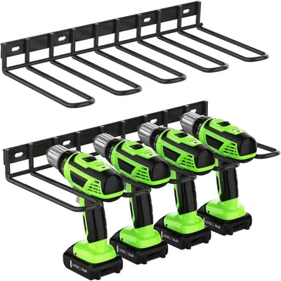 Produktbild von Werkzeugspeicher für Elektrowerkzeuge, 8 Schlitze, Wandmontage, Metall, 2-stöckig