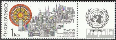 Produktbild von Briefmarken Tschechoslowakei 1970 Mi 1945Zf mit Zierfeld (kompl.Ausg.) postfrisch UNO