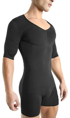 Immagine prodotto di Canottiera a compressione da uomo Rounderbum – Intimo modellante da uomo, con imbottitura tecnica, colore nero