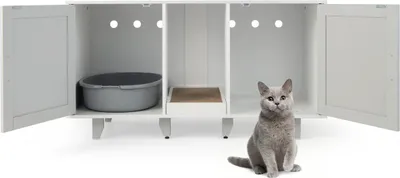 Immagine prodotto di Armadietto per toilette per gatti con 2 ante, tiragraffi e ingresso 120 x 52 x 65 cm grigio chiaro