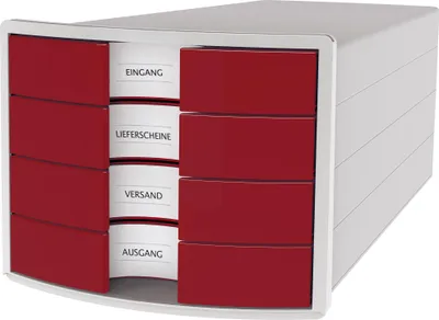 Image de HAN 1012-17 Boîte à tiroirs IMPULS - A4/C4, 4 tiroirs fermés, gris clair/rouge