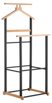 Produktbild von Herrendiener KANNA - Kleiderbügel, Hosenablage aus Bambus in schwarz/natur