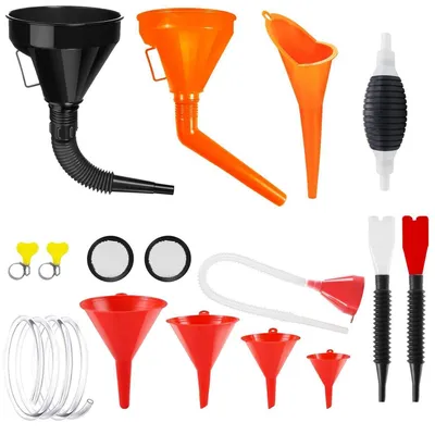 Immagine prodotto di Set di imbuti da 11 pezzi con tubo flessibile, set di imbuti in plastica flessibile per cambio olio, officina auto, uso domestico