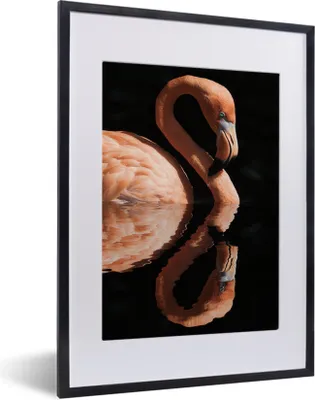 Produktbild von MuchoWow® MuchoWow® Gerahmtes Poster Flamingo - Wasser - Rosa 30x40 cm - Poster mit zchwarzem Bilderrahmen - Wandposter Schlafzimmer