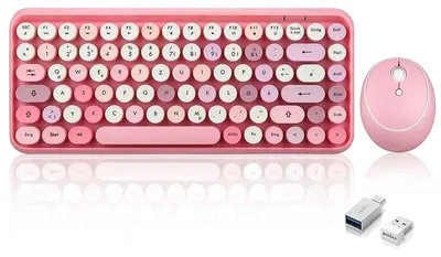 Produktbild von Perixx PERIDUO-713 PERIDUO-713 DE, Mini Tastatur und Maus Set, Retro Vintage Design, rosa
