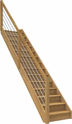 Produktbild von Dolle Raumspartreppe Paris mit Setzstufen Eiche versiegelt Treppenlauf gerade Edelstahlrohre