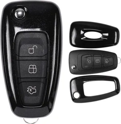 Produktbild von Auto Schlüssel Kunststoff Hülle ABS Plastik Schutz Cover Schwarz kompatibel mit Ford Mondeo S-Max Focus Fiesta Transit Klappschlüssel