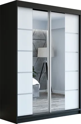 Produktbild von Schwebetürenschrank Kleiderschrank ERO  160 cm Schrank Garderobe Spiegel.Verschiedene Farben (Weiß, Schwarz, Somona). Möbel vom Hersteller!