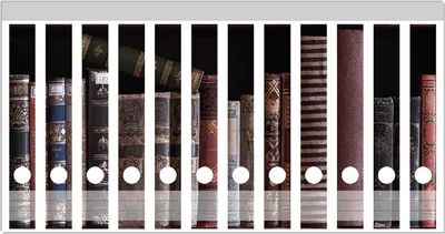Produktbild von Wallario Ordnerrücken Sticker, selbstklebend für schmale Ordner, 12 Stück, Motiv Bücherregal mit alten Büchern
