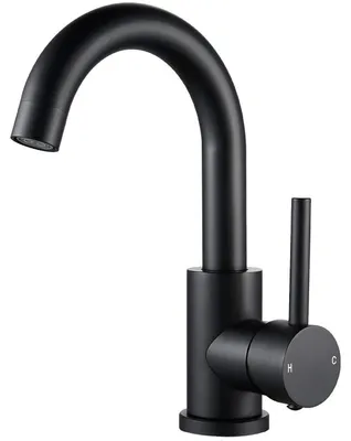 Immagine prodotto di Rubinetto per lavabo, nero, girevole a 360°, con tubo, per acqua fredda e calda