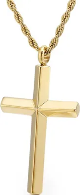 Zdjęcie produktu dla Naszyjnikpoliuretan 38415 Cross - Elegancki Złoty Wisiorek KP38415