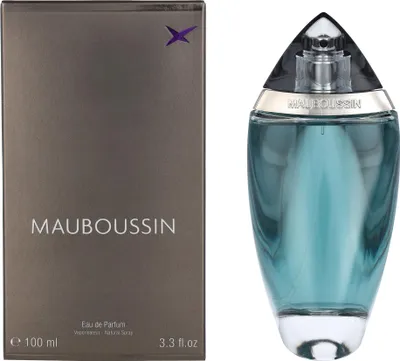 A box of Mauboussin perfume is shown next to the perfume bottle.