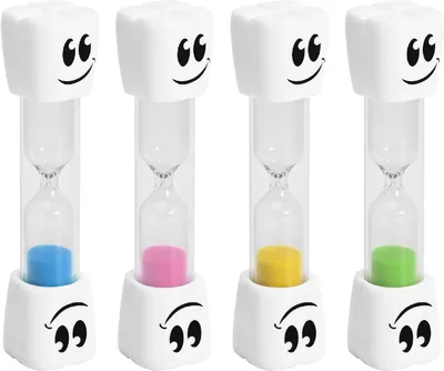 Productafbeelding van Zandtimers Kinderen - Uur glazen - Tandenpoetsen Leren - Set van 4 - 2 Minuten - Vrolijke Kleuren