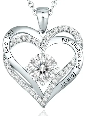 Produktbild von Halskette Damen 925 Sterling Silber Rosegold Herz Anhänger mit Zirkonia, Geschenk für Frauen