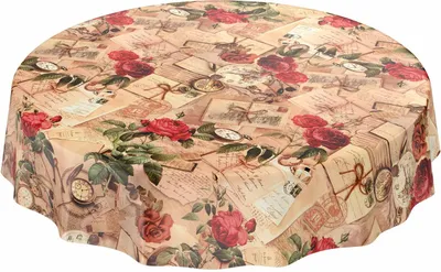 Produktbild von Tischdecke Wachstuch Blumen Braun Robust Wasserabweisend Rund 120 cm