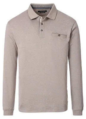 Produktbild von CasaModa Übergrößen Langarm-Poloshirt beige melange