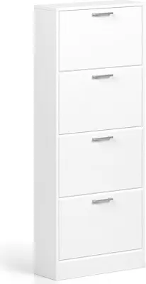 Image de Armoire à chaussures à 4 compartiments, peu encombrante (155 x 63 cm), meuble pratique, élégant et robuste pour l'entrée et la maison.