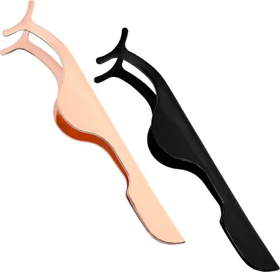 Produktbild von WLLHYF 2 Stück Applikator für falsche Wimpern, gebogene Wimpernpinzette, Edelstahl-Entferner-Clip-Pinzette, professionelle Wimpernverlängerungszange zum Entfernen von Wimpernbüscheln