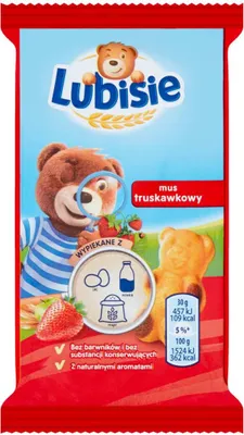 Zdjęcie produktu dla Lubisie Ciastko Biszkoptowe Z Nadzieniem Jabłkowo-Truskawkowym 30 G