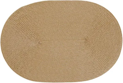 Produktbild von Ovales Platzset aus Polypropylen ca. 45 x 30 cm in Caramel mit geflochtener Bast-Optik