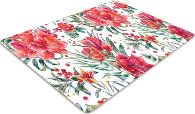 Produktbild von Stuhlunterlage Bürostuhlunterlage 120 cm x 90 cm Bodenmatte Bürostuhlunterlage - Rote Pflanzen