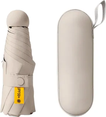 Produktbild von Reiseschirm, UPF 50+, Regenschirm mit 8 verstärkten Rippen für UV-Sonne und Regen, faltbarer Mini-Taschenschirm mit Etui für Handtasche und Rucksack