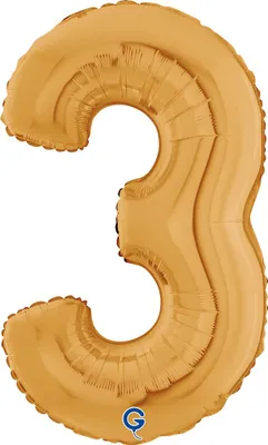 Produktbild von Riesenzahl Folienballon 26"/66cm | Gold Zahl: 3