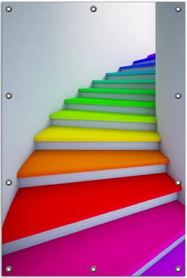 Produktbild von Wallario Outdoor-Poster für Garten oder Balkon, Motiv Bunte Treppe, in ca. 80 x 120 cm