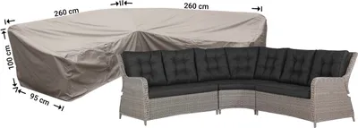Produktbild von Raffles Covers Schutzhülle Lounge Sofa 260 x 260 x 95 H: 100/65 cm | Atmungsaktiv | Wasserdicht | UV-beständig | Doppelnähte | Elastischer Kordelzug