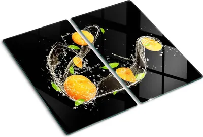 Produktbild von Tulup Glas-Herdabdeckplatte - 2x30x52cm - Glaskeramikkochfeld-Abdeckung Spritzschutz Zweiteilig Aprikosen und Wasser