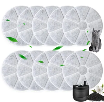 Produktbild von Katzenbrunnen Filter 10 Stück Aktivkohle Ersatzfilter für Philips PAW3210/02 Trinkbrunnen Dreifaches Filtersystem