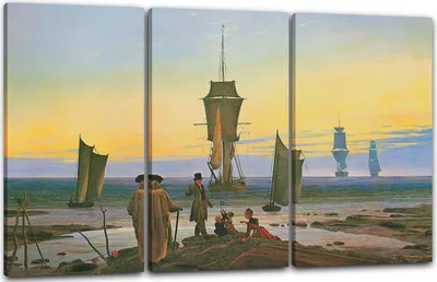 Produktbild von Leinwandbild 3-teilig (120x80cm): Caspar David Friedrich - Die Lebensstufen, echter Holz-Keilrahmen inkl. Aufhänger, handgefertigt in Deutschland