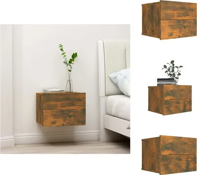 Imagen del producto de vidaXL Mesita de noche de roble ahumado, 40x30x30 cm, fabricada en material de madera. - Mesitas de noche