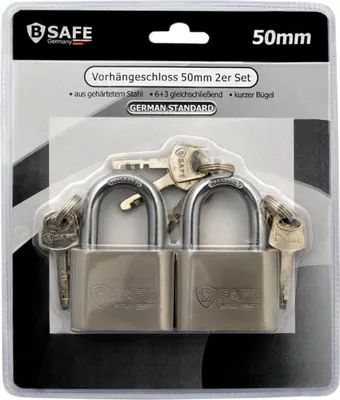 Image de Cadenas Cadenas à crochet - Cadenas de haute qualité - s'entrouvrant 2er set 50mm étrier court