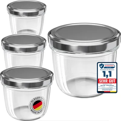 Produktbild von 12x WELLGRO Einmachgläser 230ml – Schraubdeckel TO82 silber