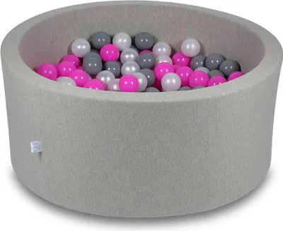 Produktbild von Trockenbecken 90x40cm hellgrau mit 300 Bällen: Pink, Perlmutt, Grau