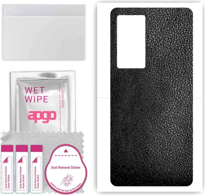 Produktbild von apgo Rückseite Schutzfolie, Skin, kompatibel mit Vivo X70t, Hinten Displayschutzfolie aus Vinylfolie, kratzfest, einfache Montage - Schwarzes Leder