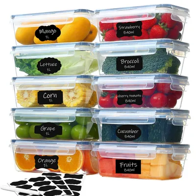 10 Vorratsdosen 5x1L + 5x840 ml, BPA-frei, luftdicht, stapelbar