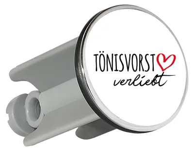 Produktbild von Huuraa Waschbeckenstöpsel Tönisvorst verliebt 4cm höhenverstellbar Abflussstopfen Geschenkidee