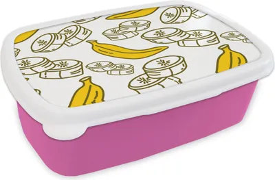 Produktbild von KitchenYeah® Lunchbox Brotzeit Brotdose 17x11 cm Banane - Muster - Obst Kinder Brotzeitdose - Lunchpaket - Brotkasten  - Sandwich Box