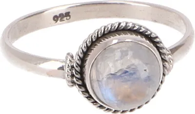 Produktbild von Boho Silberring, Filigraner Edelsteinring mit Rundem Stein - Mondstein, Silber-Farben, SterlingSilber, Ringgröße: 52 (16,6 Mm), 1*1 cm