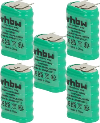 Produktbild von vhbw 5x NiMH Ersatz Knopfzellen-Akku (150 mAh, 7,2 V, NiMH)