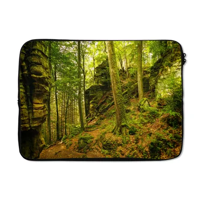 Produktbild von MuchoWow® Laptop Hülle 13 Zoll Bäume - Stein - Wald - Natur - Pflanzen Laptoptasche - Laptophülle - Sleeve - Rundumschutz